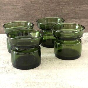 Vintage Dansk IHQ Four Green Glass Votive Candle Holders Jens Quistgaard 60's